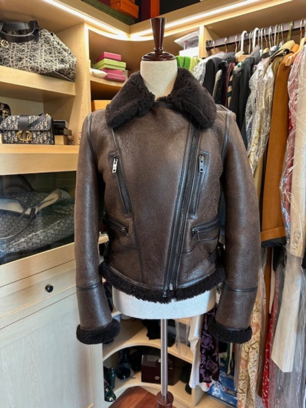 Burberry Brit Brown Leather, Shearling and Fur Size 6 Jacket - Picture 2 of 15